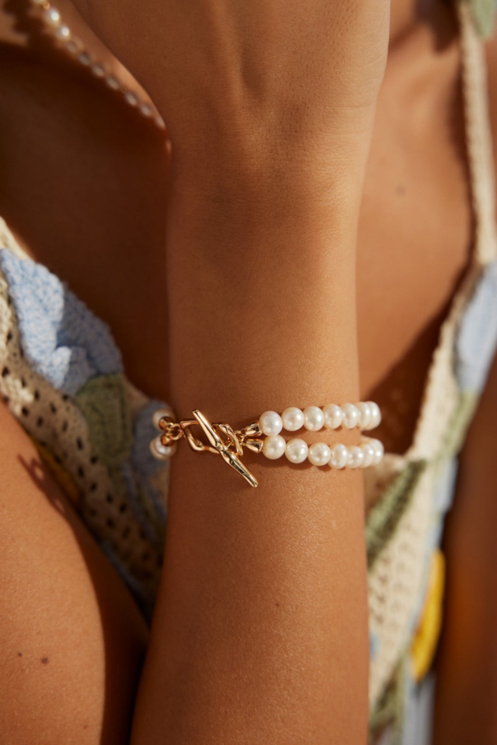 Vintage Double Strand Pearl Bracelet in Sterling Silver