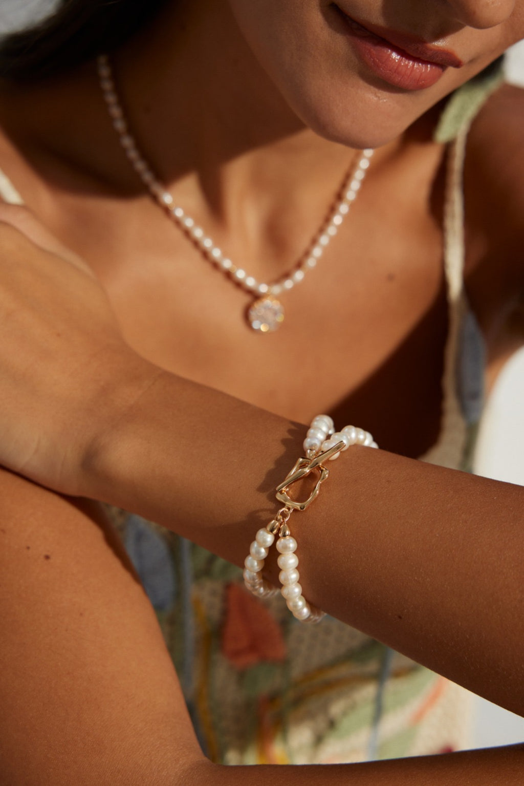 Vintage Double Strand Pearl Bracelet in Sterling Silver