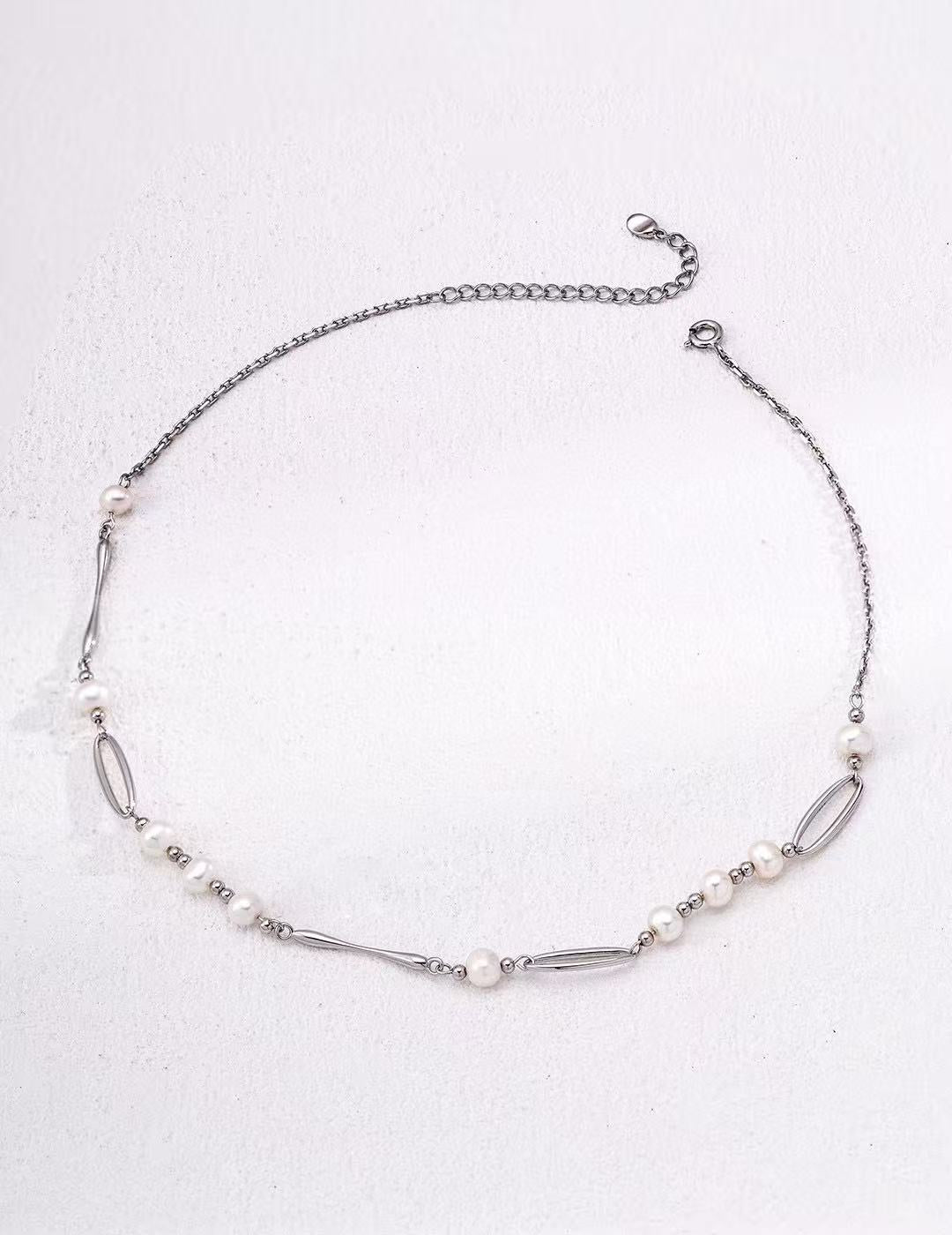 Vintage Gold Pearl Necklace with Beaded Chain